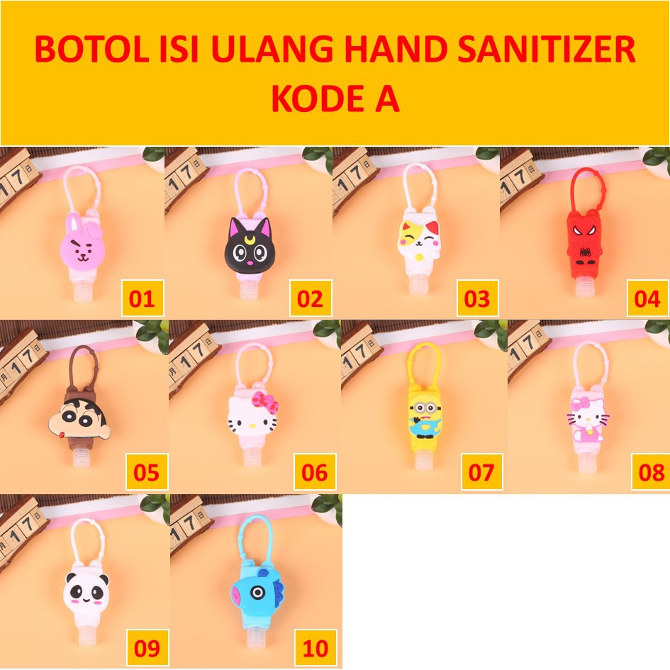 TJM VZ128 Botol Hand Sanitizer Bulat Kosong Cartoon Holder With Empty Bottle Gantungan Tas (30 ML)