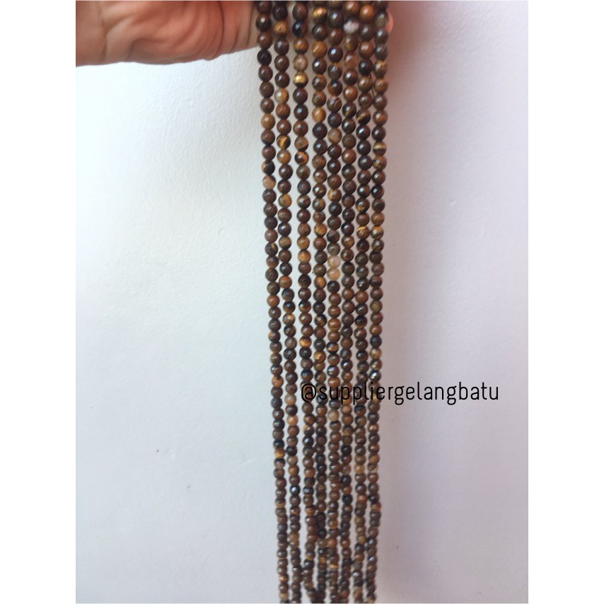 Batu brown tiger eye FACET 6mm CUTTING mata singa harimau cokelat akik aksesoris fashion perlengkap