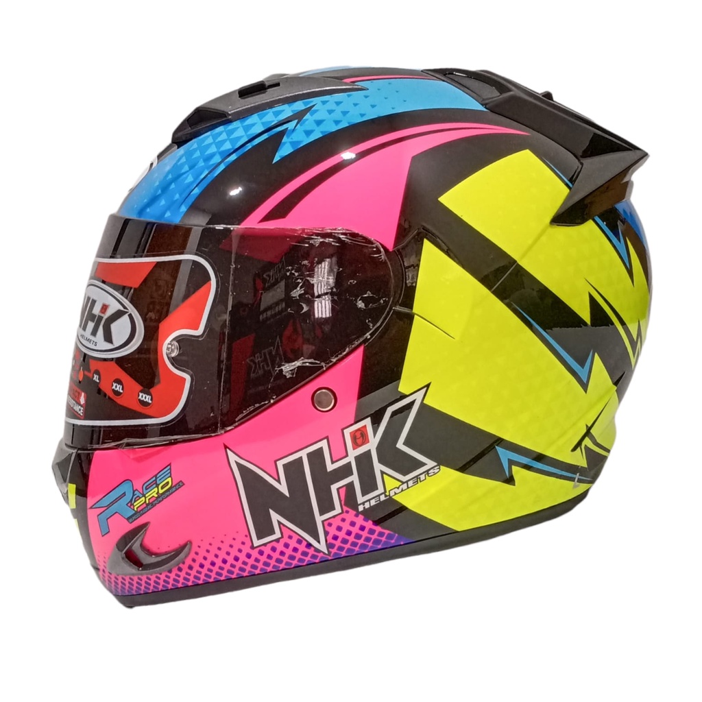 HELM FULL FACE NHK MOTIF RACE PRO FLASH BLACK PINK GLOSSY