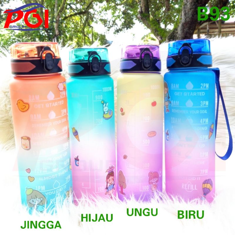 B ( B93 ) BOTOL MINUM KOREA TUMBLER GRADASI MOTIVASI MINUM 1 LITER