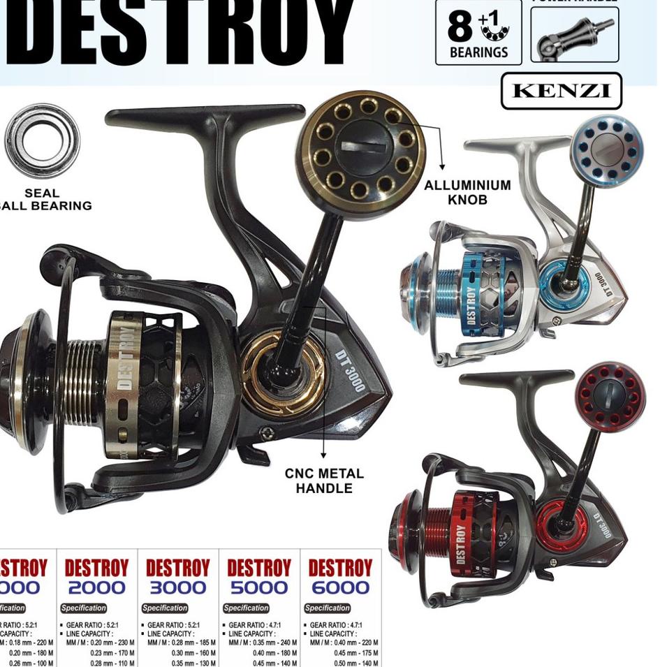 "Lkr31au22w" REEL KENZI DESTROY 1000/2000/3000/5000/6000 ALLUMINIUM KNOB SEAL BALL BEARING METAL HAN