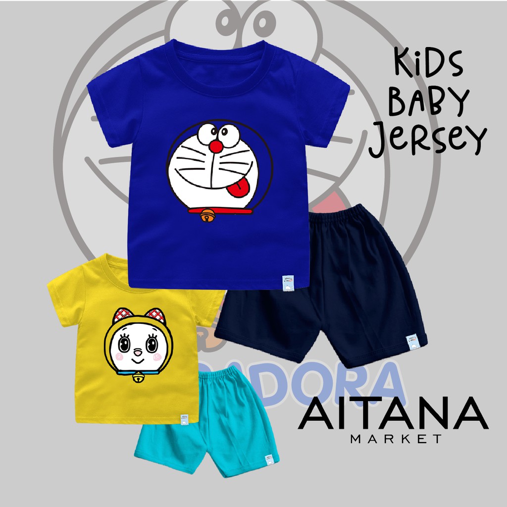 Setelan Anak dan Bayi Doraemon Nobita Shizuka Bahan Katun Combed 30s Lembut dan Nyaman Dipakai