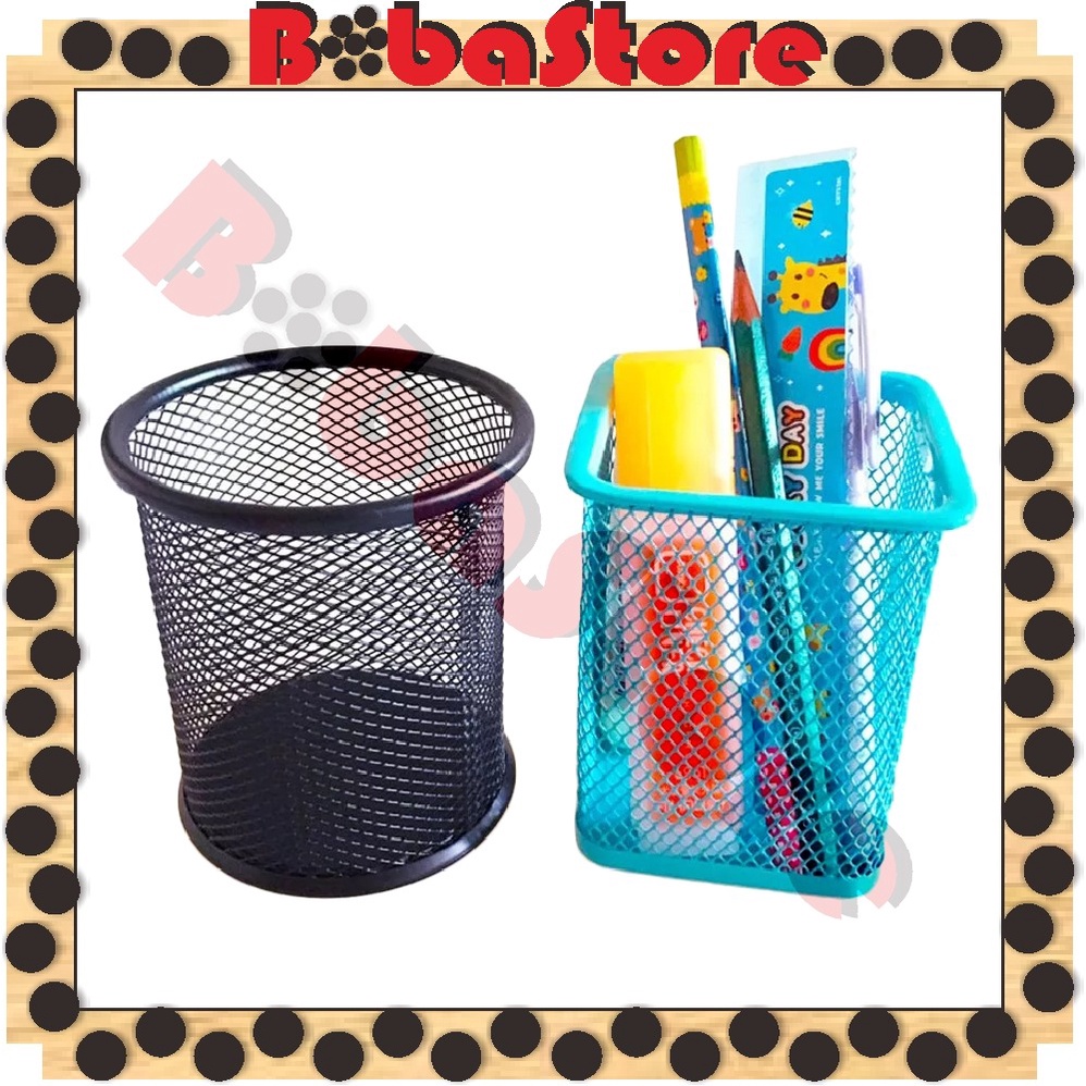 

⭐Bobastore⭐ Basket Tempat Pena / Wadah Pensil Bulat Persegi Alat Tulis Kantor / Tempat Penyimpanan Pulpen R010