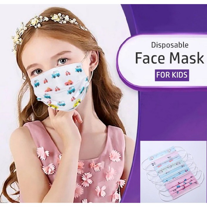 Masker Anak 3 Ply Earloop Disposable Face Mask 1 Box Isi 50 pcs