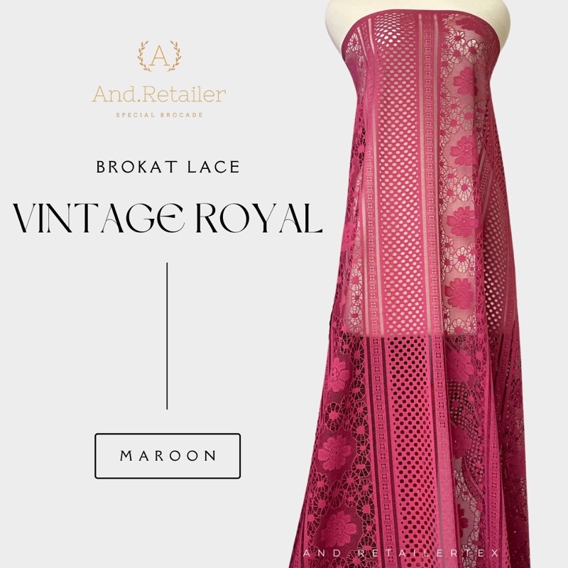 BROKAT LACE VINTAGE ROYAL WARNA MERAH MAROON