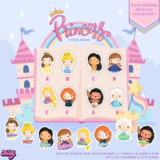 

(BISA COD) STIKER NAMA WATERPROOF TEMA PRINCESS TERBARU Kode 722