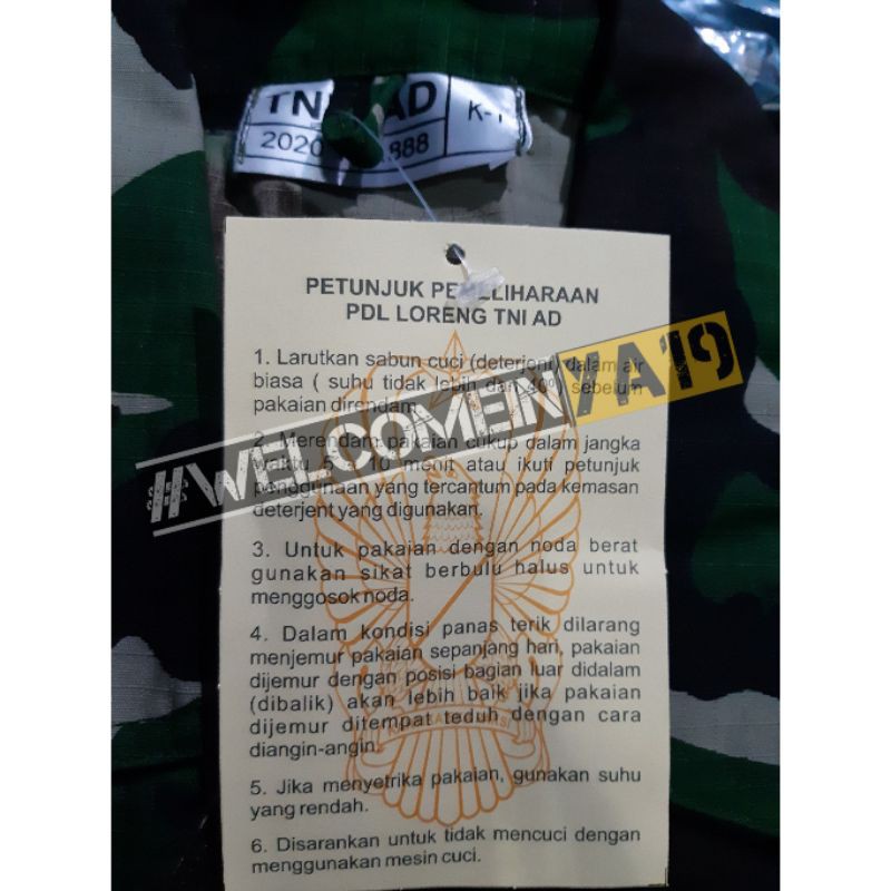 Baju Setelan PDL Loreng Malvinas Produksi / Setelan PDL TNI Malvinas