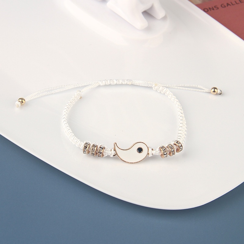 【MHANG】2021 Gelang Tali Anyaman Tangan Baru Gelang Pasangan Pola Tai Chi Bagua Kepribadian-golden+white