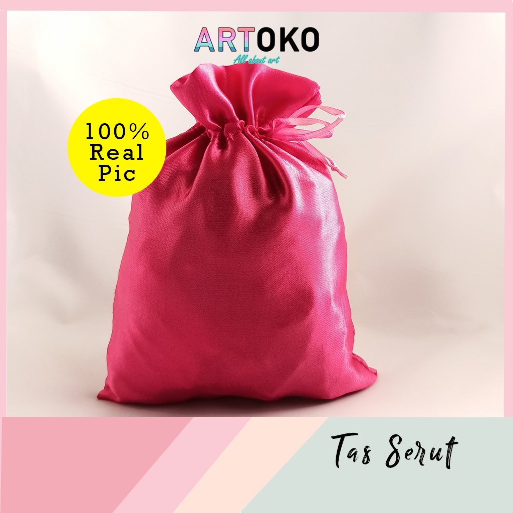 

Tas serut Satin 25x20 kantong kantung bag pouch kado souvenir aksesoris