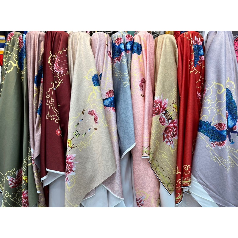 Kain Cheongsam Motif Merak, Kain Qibao, Bahan Imlek, Kain Seragaman Sangjit, Cheongsam Modern, Kain 