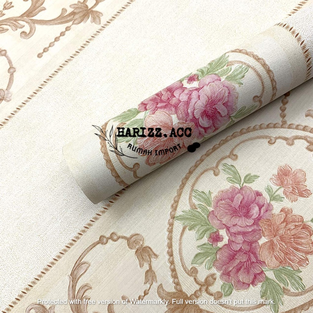 Wallpaper stiker dinding motif batik silver dasar putih