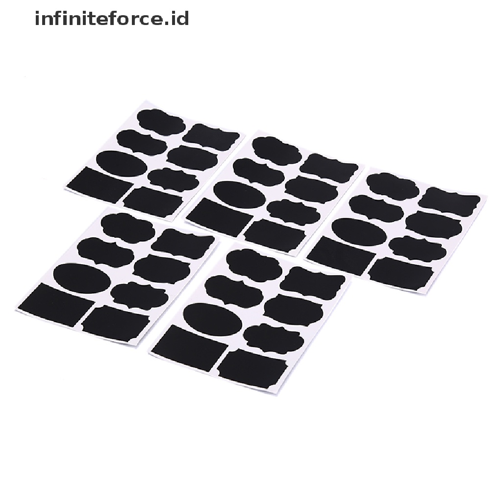 Infiniteforce.id 80pcs / set Stiker Papan Tulis Hitam 5x3.5cm Bisa Dihapus Untuk Label Toples Dapur