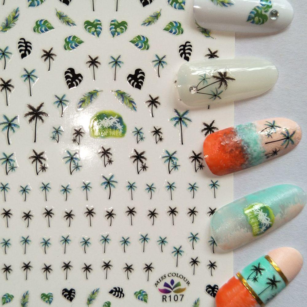 NEEDWAY Musim Panas Pantai Nail Art Stiker Palm Fashion Hitam Wanita Daun Lobster Manicure Gadis Nail Art Dekorasi