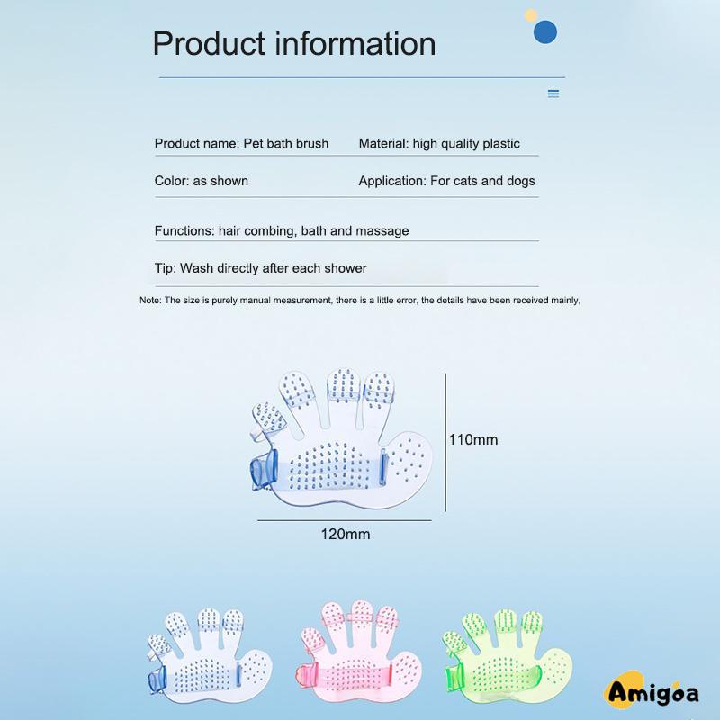 Sarung Tangan Sikat Mandi Hewan Peliharaan, Pijat, Sikat Lima Jari, Perlengkapan Pembersih Perawatan Hewan Peliharaan - AG2