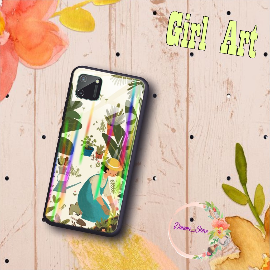 Back case glass aurora GIRL ART Oppo A3s A1k A5 A9 2020 A7 F9 A5s A31 A52 a53 A92 A37 A57 DST1683