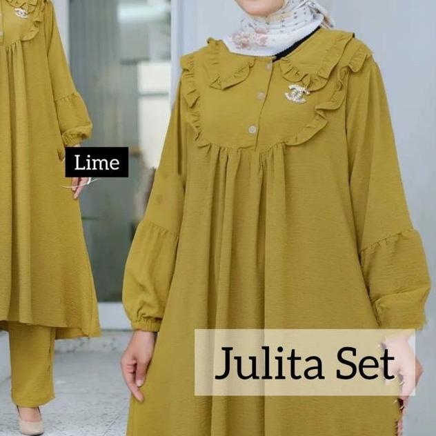 JULITA SET CRINKLE AIRFLOW JUMBO LD 120 /JULITA SETELAN JUMBO POLOS / ONE SET JULITA / SETELAN TUNIK