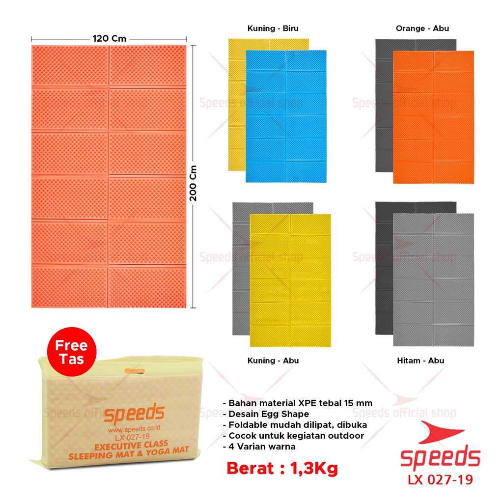 SPEEDS Matras Lipat Gunung Kemah Duduk XPE Karpet Outdoor Matras Camping Polos Olahraga Yoga Baby Tebal Playmat Playmate Berstandar SNI 027-19