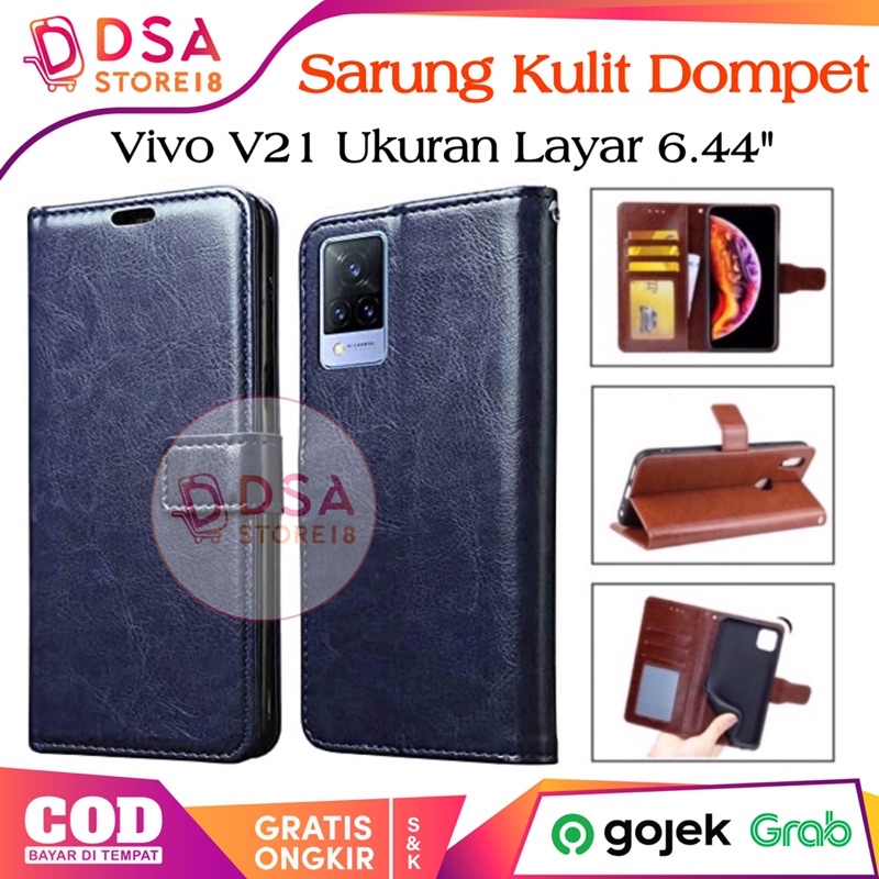 Case Vivo V21 / Casing Vivo V21 / Leather Case Flip Cover Wallet Dompet Hp Casing Kulit