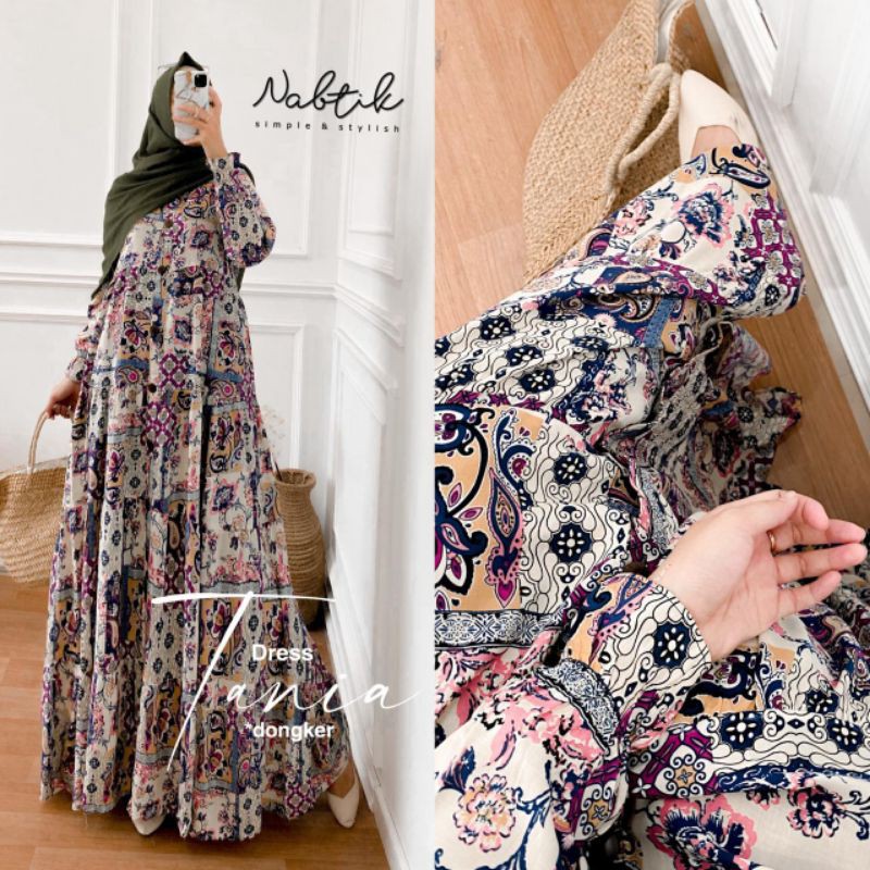 Gamis Rayon Muslim Tania Maxy Dress Original Nabtik