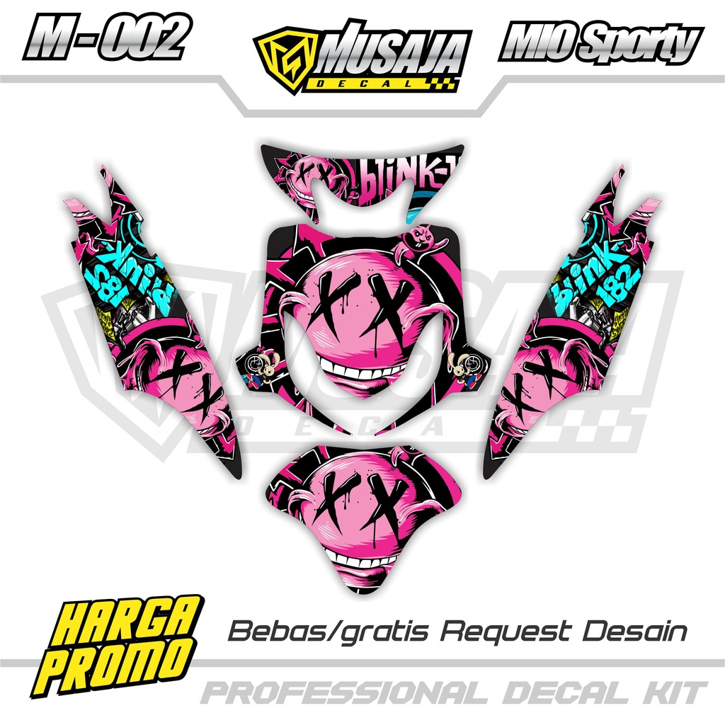 Decal stiker mio sporty full body hitam pink