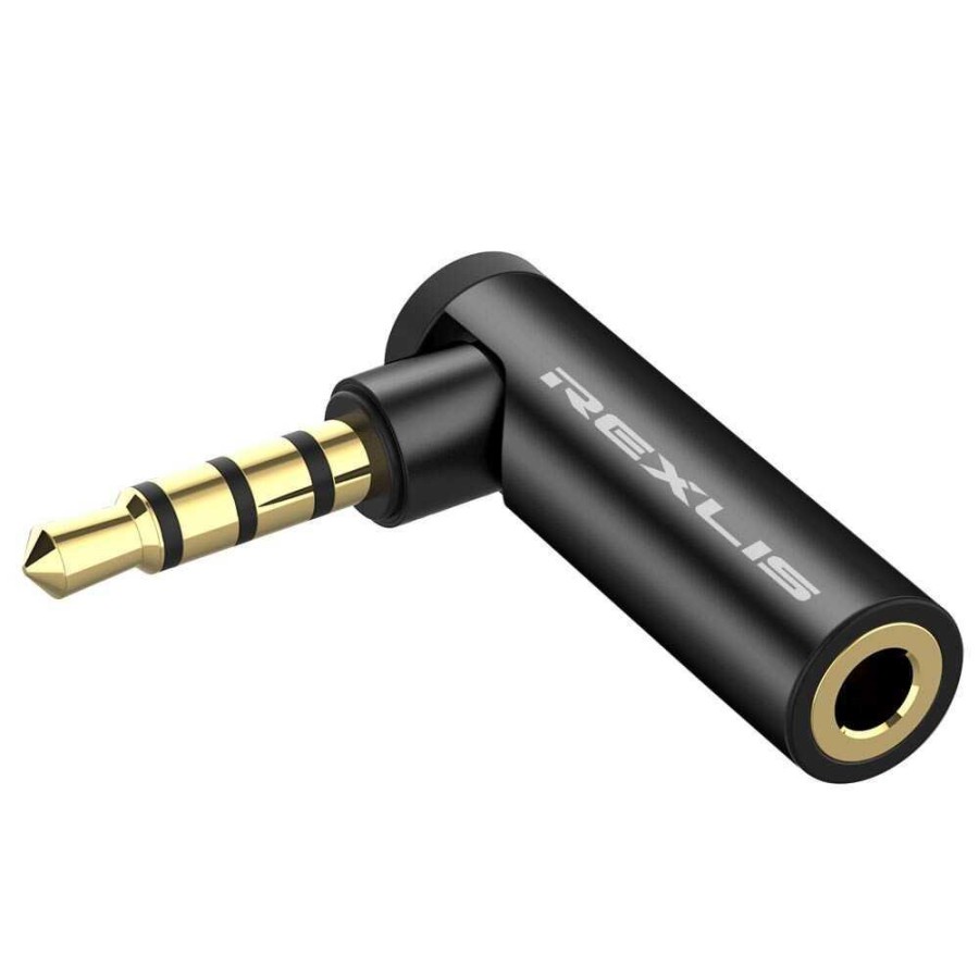 Audio Adapter 3.5mm Male to Female 90 Degree Angle Coverter - RBS35 - Black