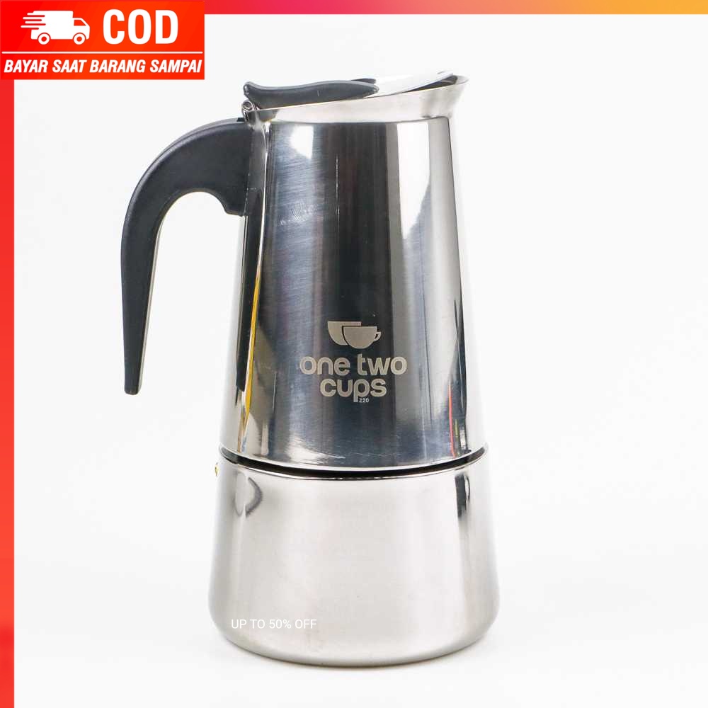 (100% BARANG ORI) One Two Cups Espresso Coffee Maker Moka Pot Teko 450ml 9 Cup - Z20