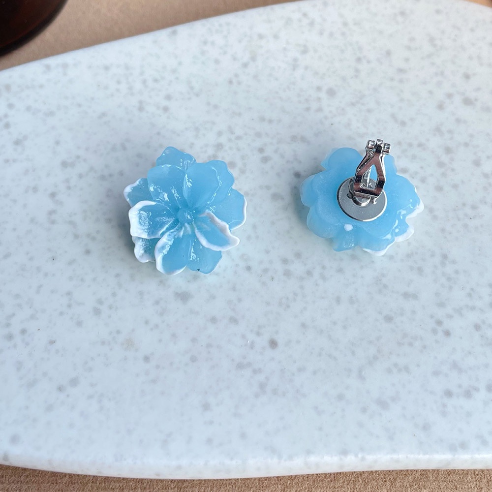 Anting Klip On Tanpa Tindik Desain Bunga Warna-Warni Bahan Resin Gaya Korea Untuk Pesta Pernikahan