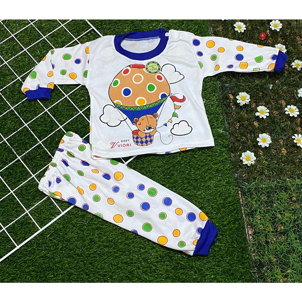 baju bayi setelan dasar putih cotton double balon 3-18 bulan