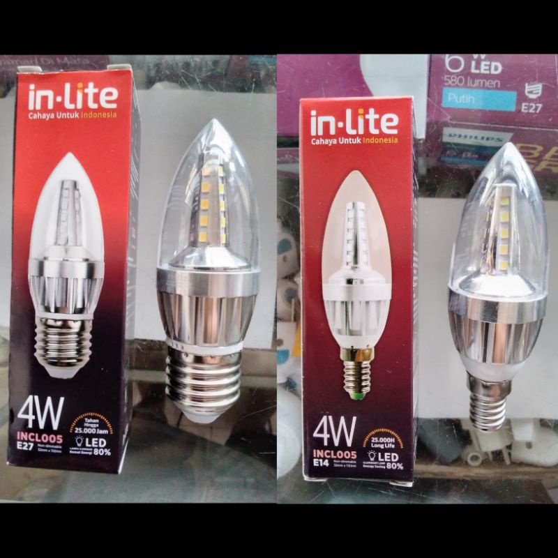 Lampu LED Candle Inlite 4 Watt Drat E27 dan E14 INCL005