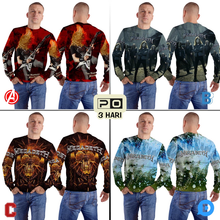 Sweatshirt Megadeth Sweater Sweatshirt Fullprint Bahan Polyester