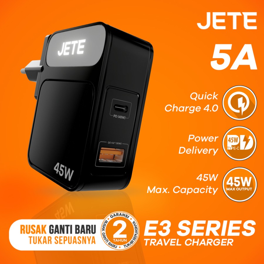 Charger Adaptor JETE E3 Fast Charger 45 Watt Quick Charge 4.0