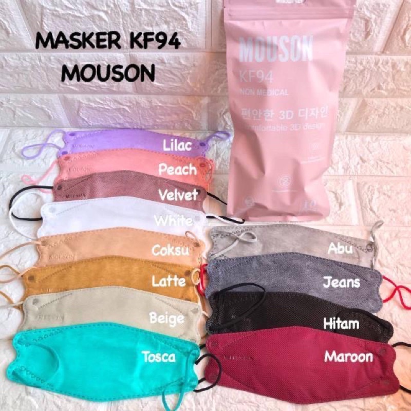 MASKER 4PLY KF94 MOUSON / EARLOOP KF 94 PUTIH ABU JEANS TERMURAH