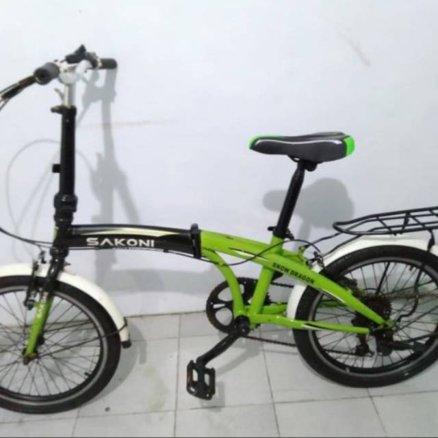 SEPEDA LIPAT SAKONI DRAGON GREEN SECOND LIKE NEW - SELI BROMPTON SAKONI