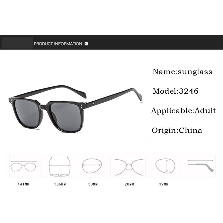 （YUZHU）COD Persegi INS Fashion Gaya Klasik Cermin Sunglasses Pria Retro Baru Kedatangan Anti UV400