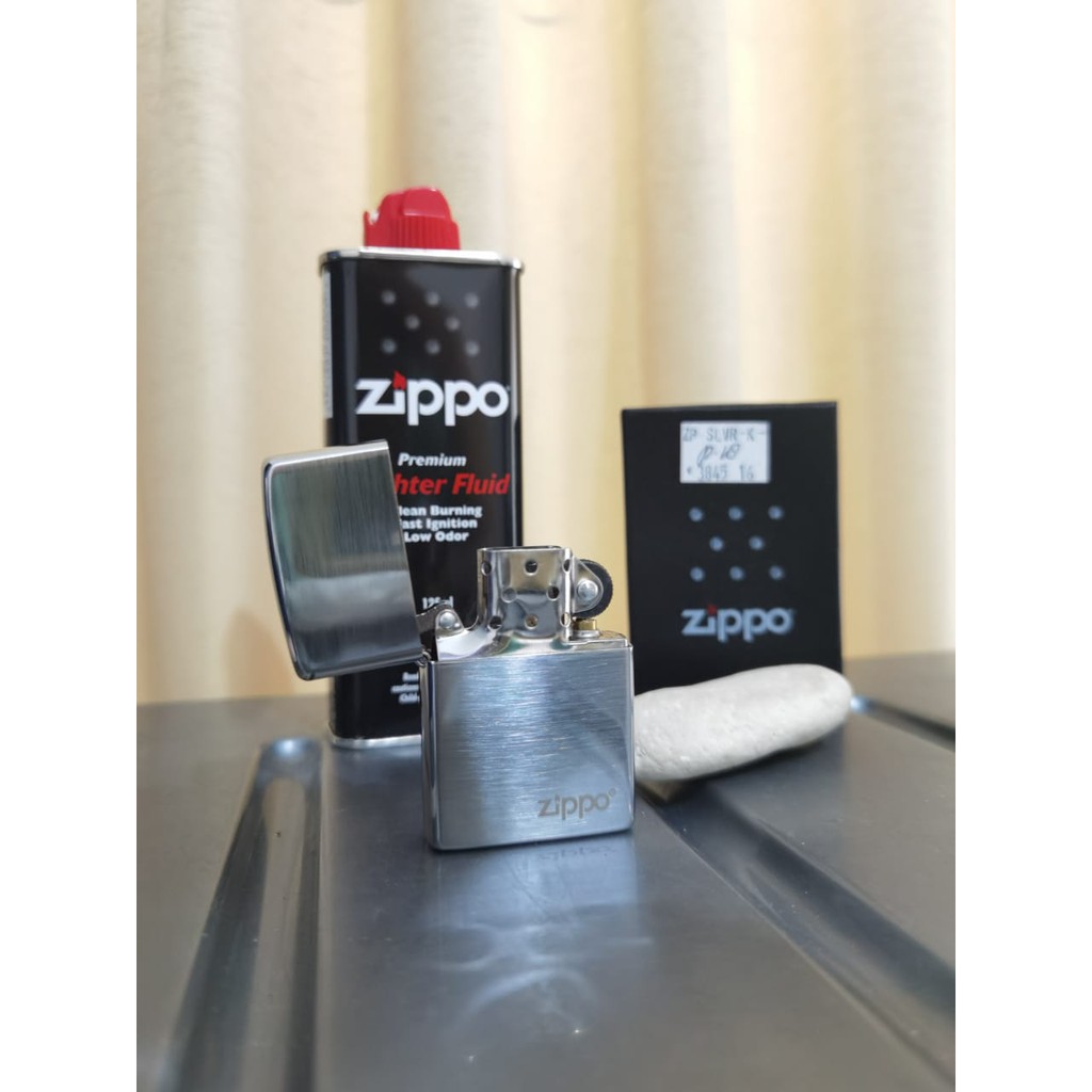 Korek Zippo Silver Chrome free minyak zippo