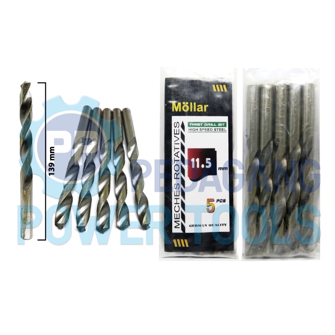 MOLLAR 1 SET 5 PCS MATA BOR BESI 11.5 MM MATABOR KAYU HSS DRILL BITS