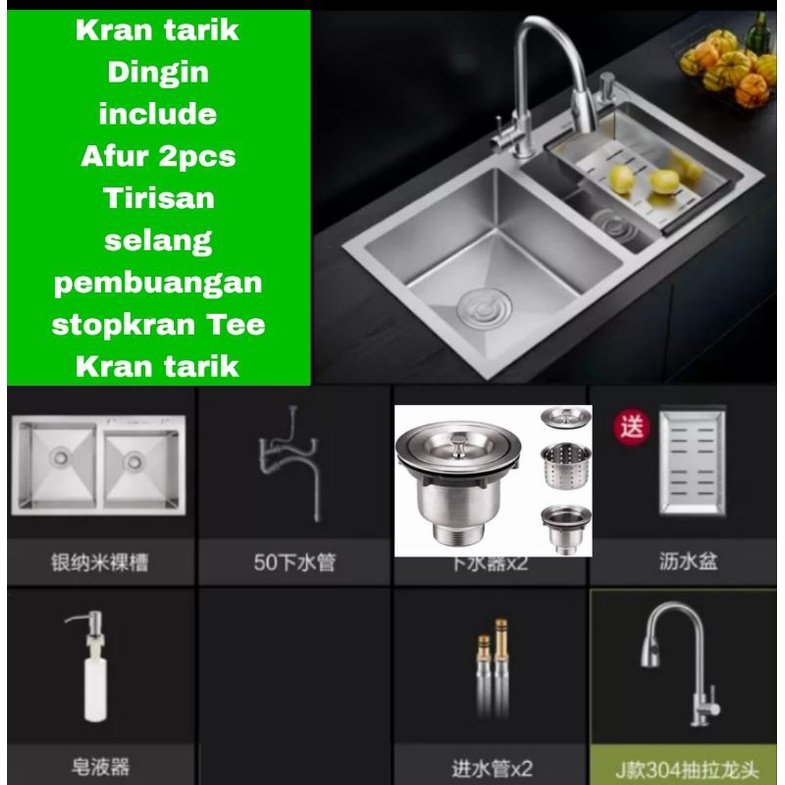 Paket Kitchen sink 8245 by Bolzano Bak cuci piring stainless sus 304