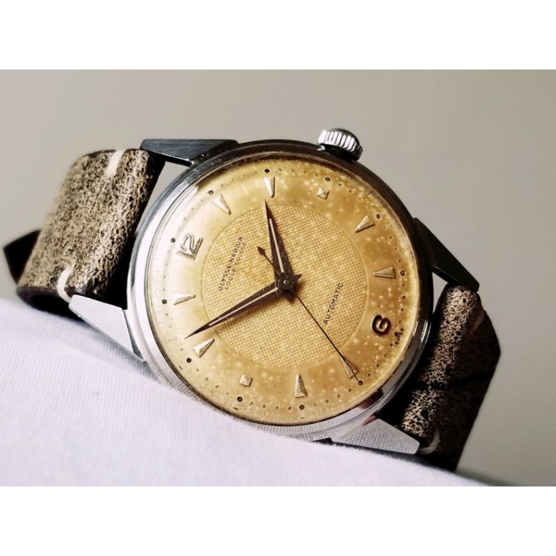 Original 50s Vintage Ulysse Nardin automatic chronometer Calatrava patina dial All Ori unpolished
