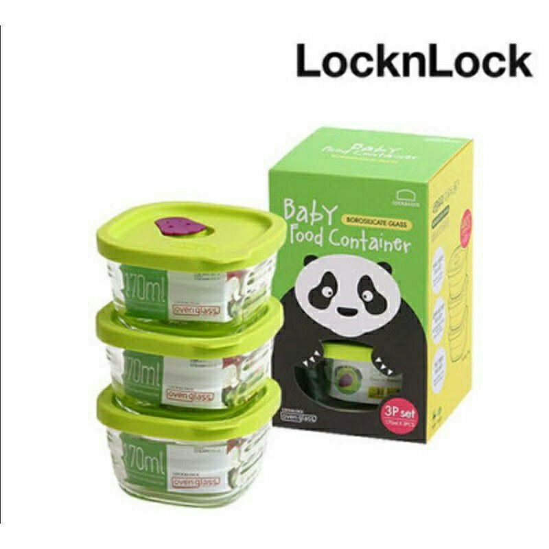 LOCK N LOCK BABY FOOD CONTAINER TEMPAT MAKAN ANAK PANDA 170ML ISI 3PCS