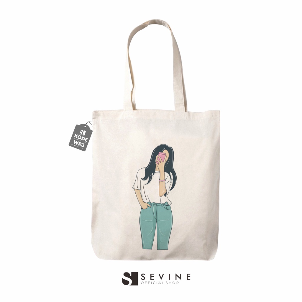 Sevine Totebag Drill Tas Fashion Wanita Tote Bag Resleting Desain Simple - WR