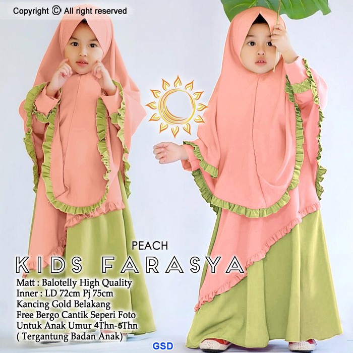 Best Seller.. (7-9Th) Zia Dress /Dress Anak / Gamis Anak /Muslim HZ287  Syari Muslim/Baju Muslim Per