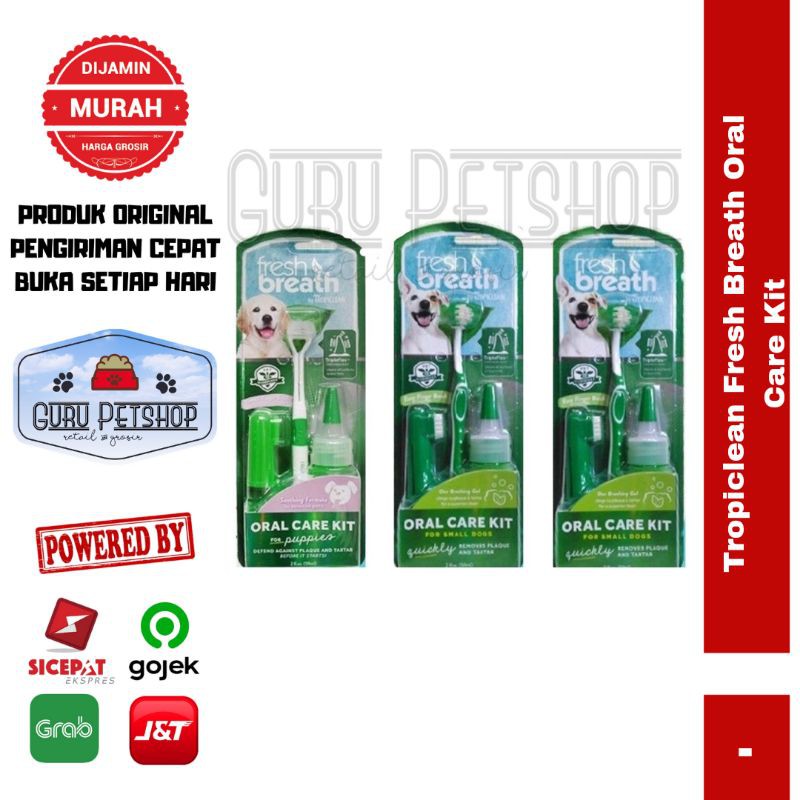 Tropiclean Fresh Breath Oral Care Kit / Sikat Gigi Set + Pasta Gigi Anjing Kucing