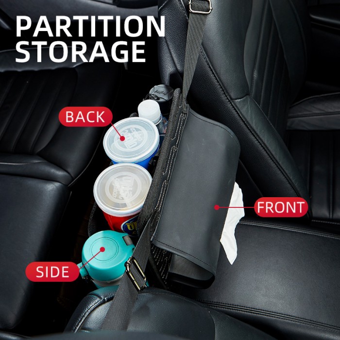 Car Multi Storage Holder Organizer Net Tempat Tissue Sampah Jok Tengah Mobil