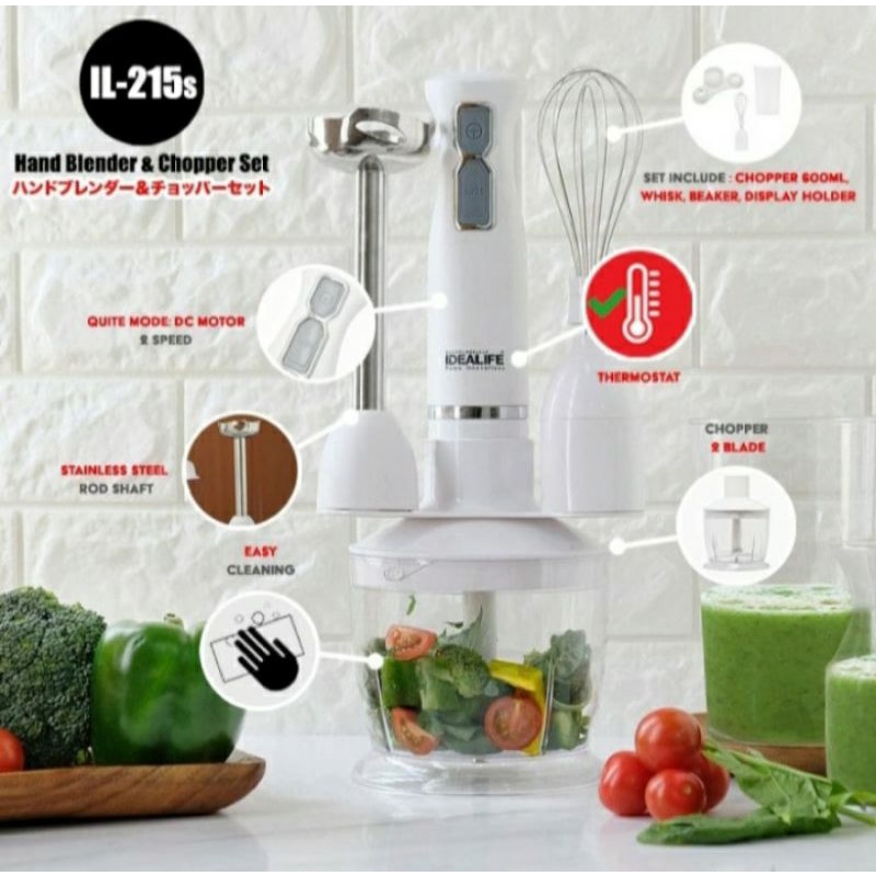 IDEALIFE HAND BLENDER COMPLETE SET IL-215S/Penggiling Daging Idealife/Multi Speed (IL 215S)