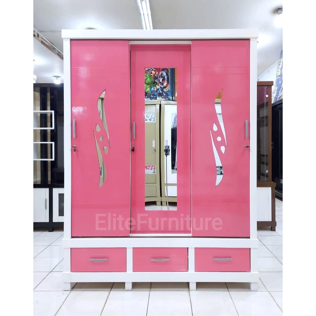 Lemari baju sleding / Lemari Pakaian Sleding / Lemari Baju Gamis Sleding / Lemari Pakaian 3Pintu / L