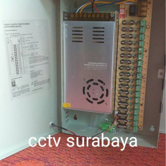 POWER SUPPLY ADAPTOR 12V 30A BOX 18port led untuk cctv dan elektronik