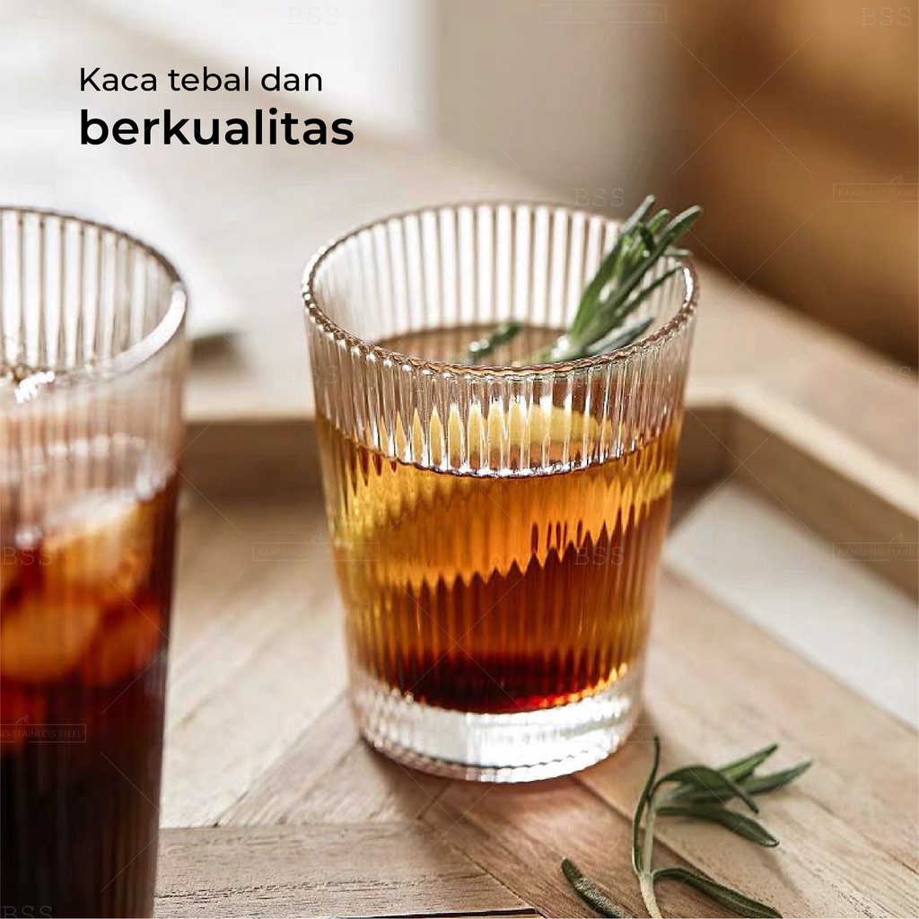 Gelas Kaca Tinggi Ripple 250ml 380ml Highball Glass Mojito Cocktail Susu Teh