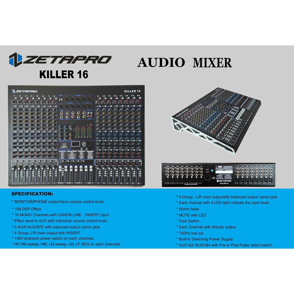 MIXER ZETAPRO KILLER 16 KILLER16 ZETAPRO KILLER 16 KILLER16 ORIGINAL