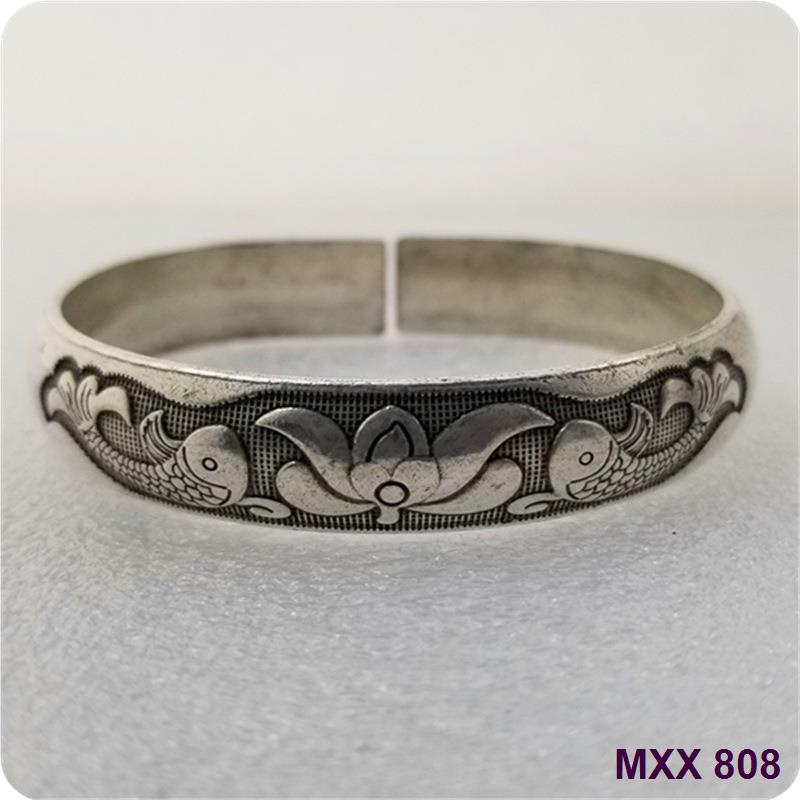 Koleksi Antik Pisces Lotus Gelang Perak Disepuh Gelang Alloy Bracelet-SQ002