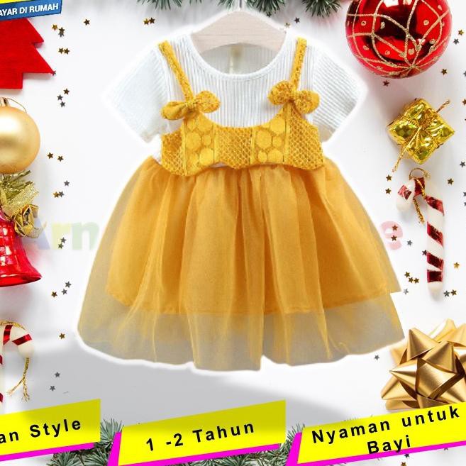 Ready stock ✘ Gaun Dress Pesta Korea Style Anak Bayi Balita Perempuan Cewek Lengan Panjang Yukensi I